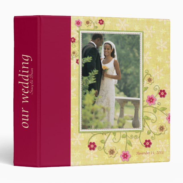 Floral Wedding Photo Album Binder (Front/Spine)