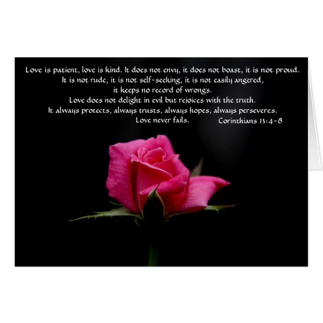 Floral Wedding Pink Rose Corinthian Verse Love (Front Horizontal)