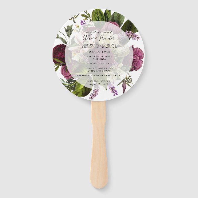 Floral Wedding Program Fan (Front)
