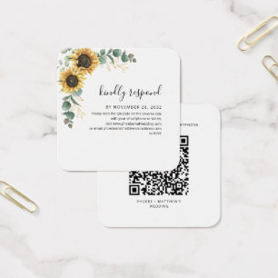 Floral Wedding QR Code RSVP Enclosure Card