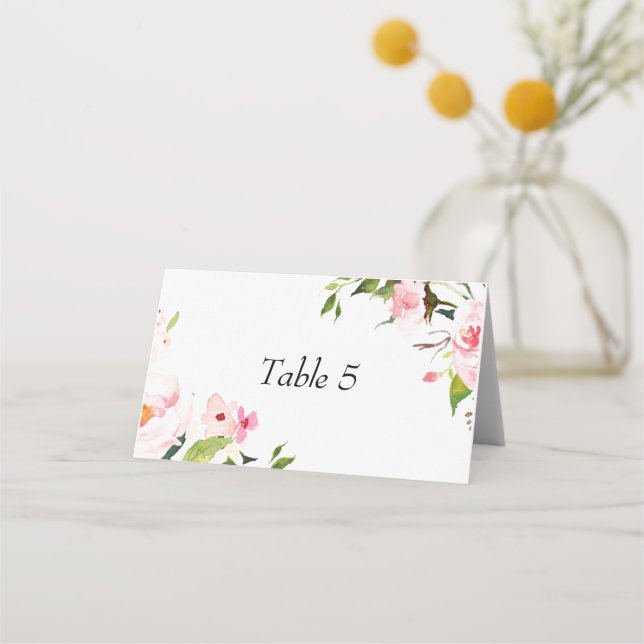 Floral wedding reception table # place card (Front)