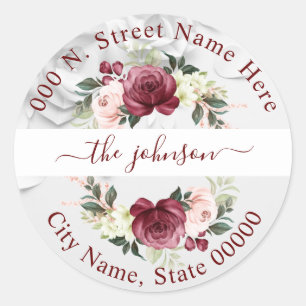 Floral Wedding Return Address Classic Sticker