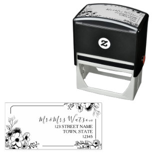 Floral Wedding Return Address Self-inking Stamp