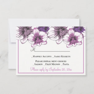 Floral Wedding RSVP Purple Orchid Flowers Lavender Card