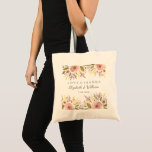 Floral Wedding Rustic Blush Roses Personalized Tote Bag<br><div class="desc">Thank your wedding guests and bridal party with this beautiful tote bag featuring a romantic blush rose border and three lines of custom text. Add your names, wedding date - you can change the current text "Love & Thanks" to whatever you'd like. Place a bag filled with goodies in your...</div>