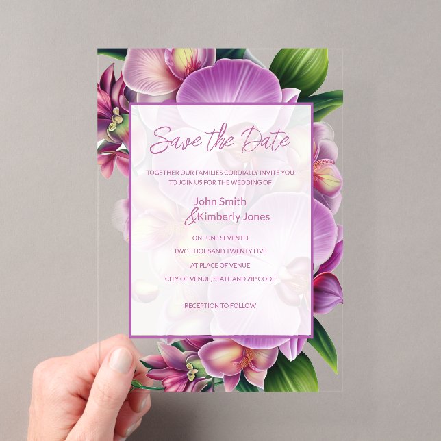 Floral Wedding Save the Date Acrylic Invitations (Insitu (Handheld))
