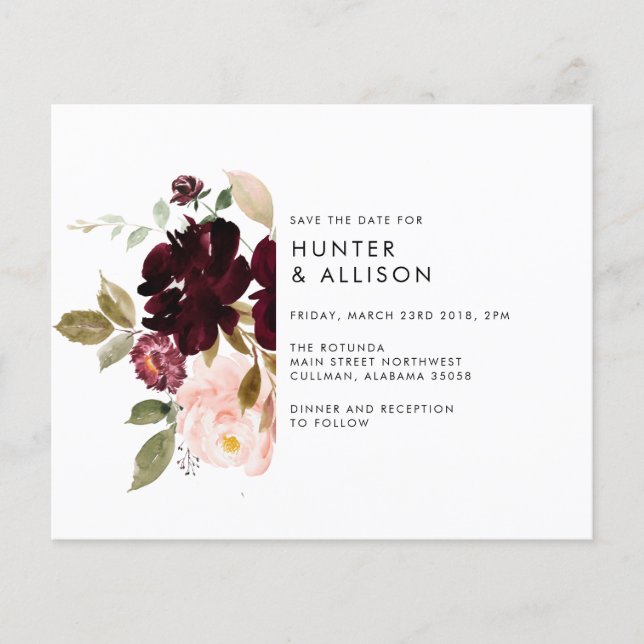 Floral Wedding Save the Date Flyer (Front)