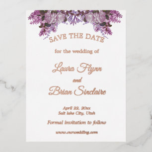 Floral Wedding Save the Date  Foil Invitation Postcard