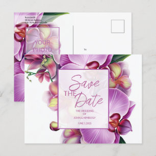 Floral Wedding Save the Date Photo & QR Code Announcement Postcard