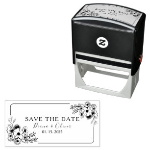 Floral Wedding Save The Date Self-inking Stamp