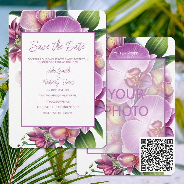 Floral Wedding Save the Date with Photo & QR Code (Creator Uploaded)