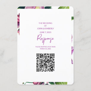 Floral Wedding Save the Date with Photo & QR Code Enclosure Card