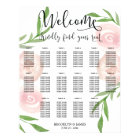 Floral Wedding Seating Chart Poster Pink 16x20