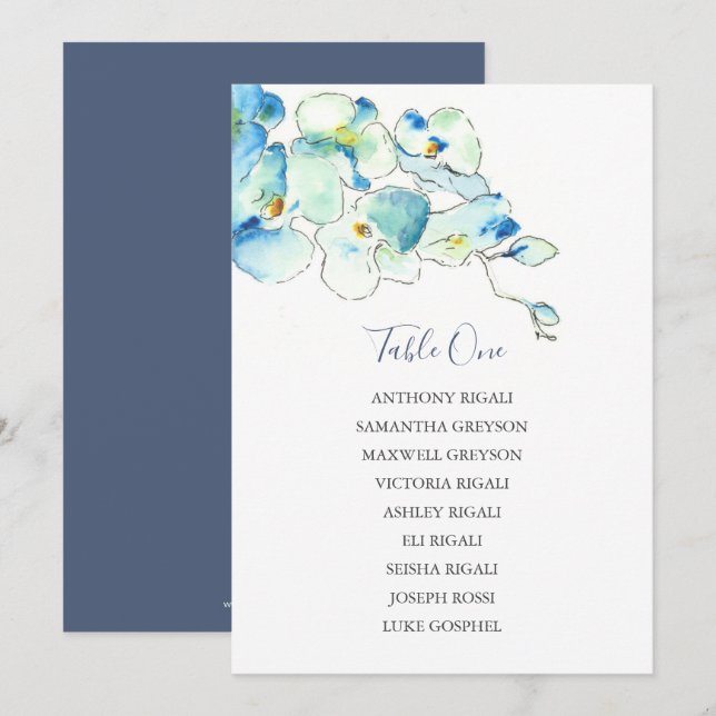 Floral Wedding Seating Chart, Table Plan Invitation (Front/Back)