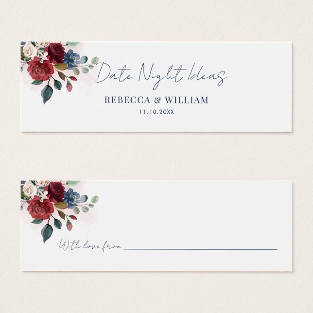 Floral Wedding Shower Date Night Ideas (Front & Back)