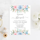 Floral Wedding Shower Invitation<br><div class="desc">Blue and blush floral Wedding Shower Invitation</div>