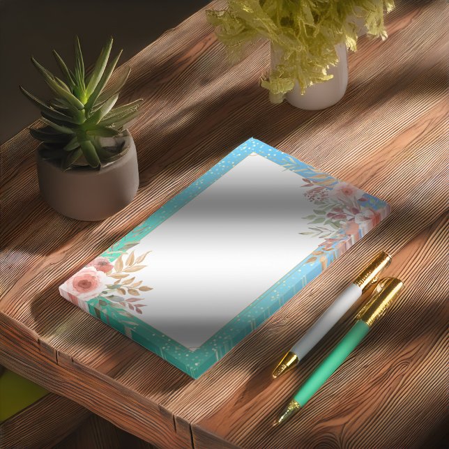 Floral Wedding Shower Teal Gold Confetti Polka Dot Post-it Notes (Creator Uploaded)