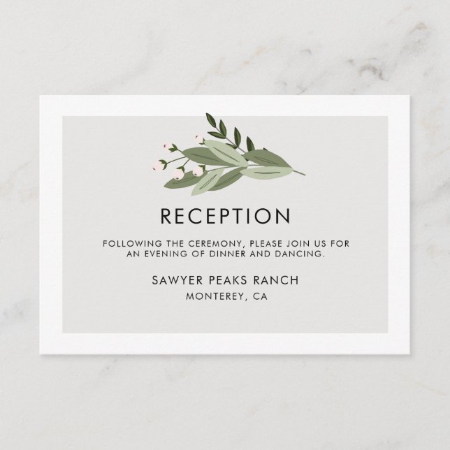 Floral Wedding Sprigs Reception Enclosure Card (Front)