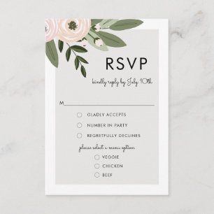 Floral Wedding Sprigs, RSVP Menu Card