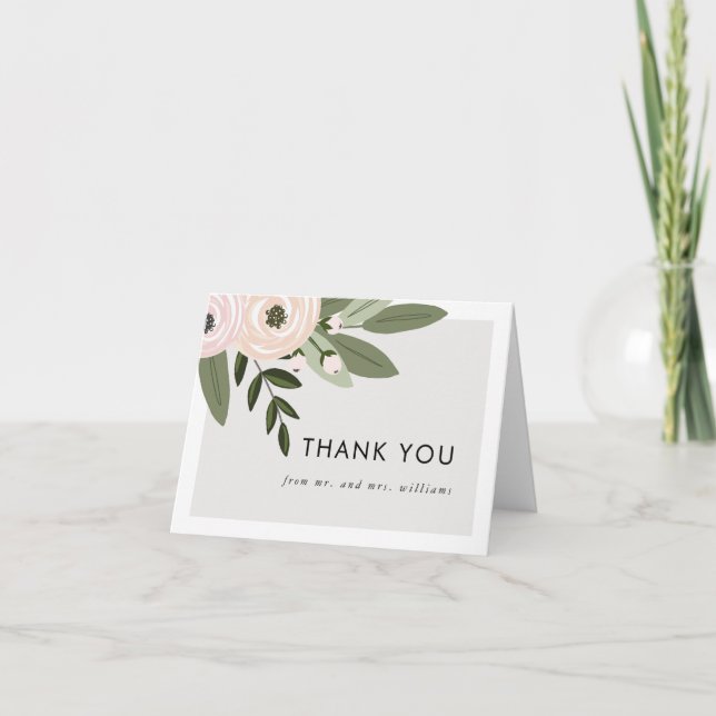 Floral Wedding Sprigs Thank You note card (Front)