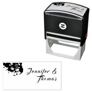 Floral Wedding Stationary Self Inking Rubber Stamp