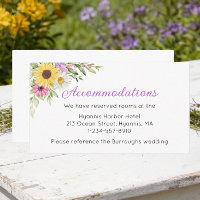 Floral Wedding Sunflower Daisy Accommodations