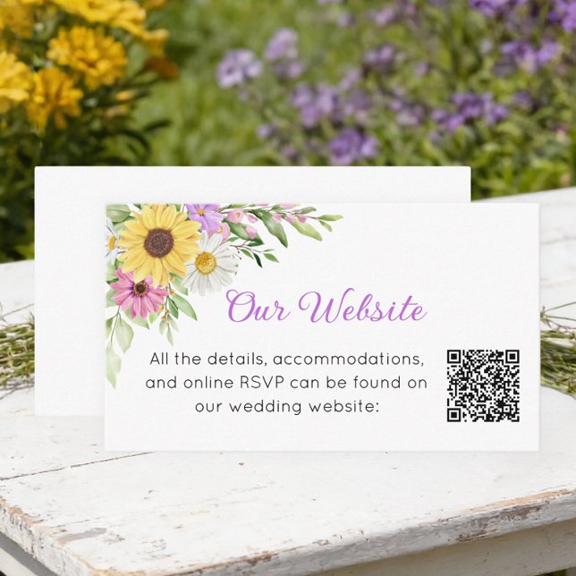 Floral Wedding Sunflower Daisy Wildflowers Website Enclosure Card (Creator Uploaded)