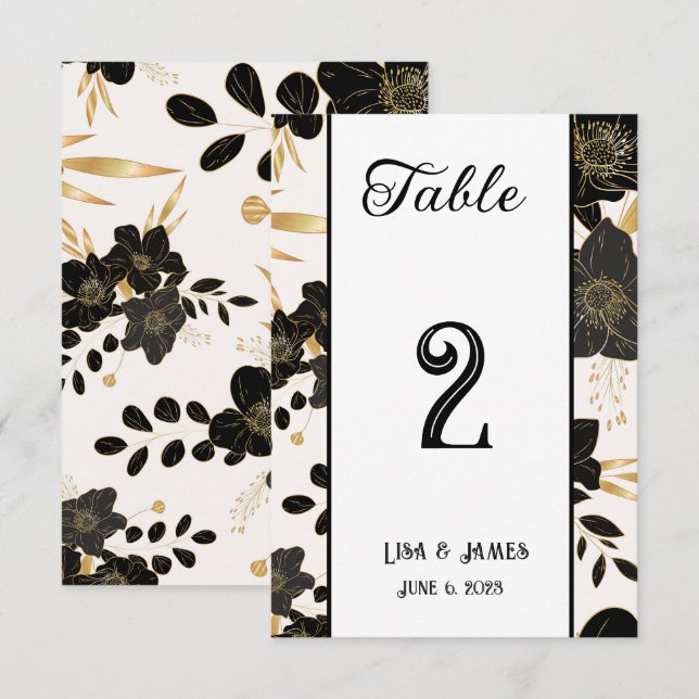 Floral Wedding Table Number Card (Front/Back)