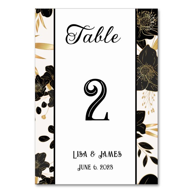 Floral Wedding Table Number Card (Front)