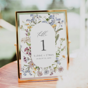 Floral Wedding Table Number Card Wildflower Boho