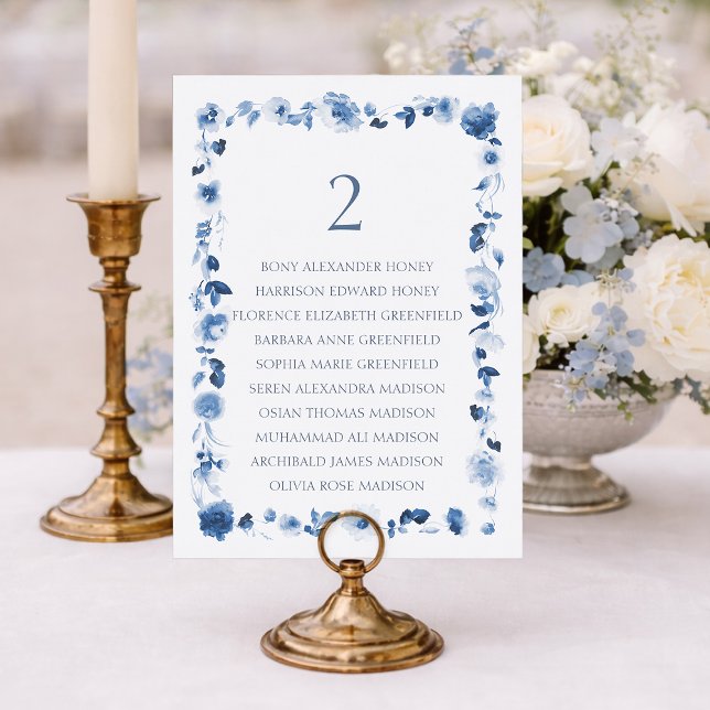 Floral Wedding Table Number with Guest List (Creator Uploaded)