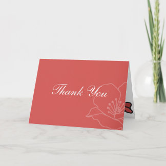Floral Wedding Thank You Card Red and Pink Poppies