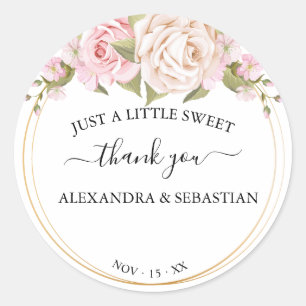Floral Wedding Thank You Classic Round Sticker