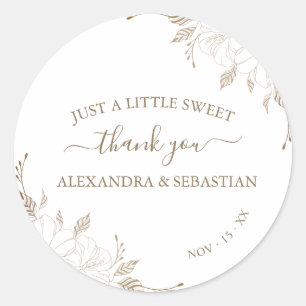 Floral Wedding Thank You Classic Round Sticker