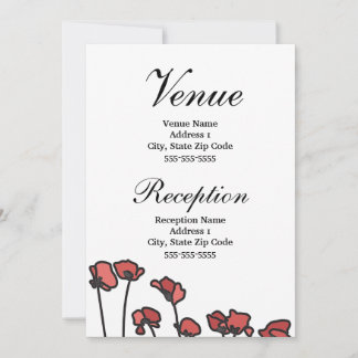 Floral Wedding Venue Enclosure Red & Pink Poppies Invitation