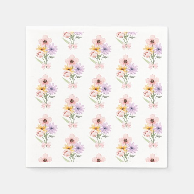 Floral wedding watercolor bouquet pretty napkin (Front)
