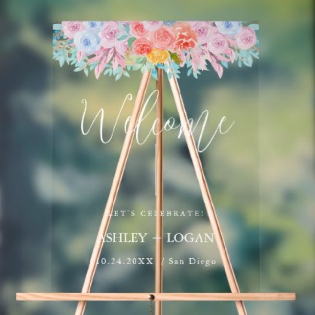 Floral Wedding Welcome acrylic Sign (Creator Uploaded)