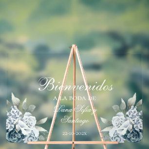 Floral Wedding Welcome frosted Acrylic Sign
