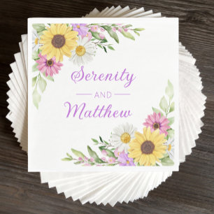 Floral Wedding Wildflower Sunflower Daisy Boho Napkin