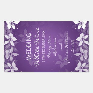 Floral Wedding Wine Label Exotic Blooms Purple