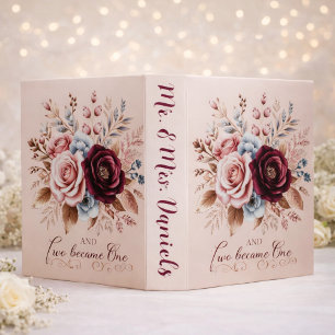 Floral Wedding with Quote Two became one Binder