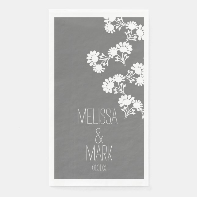  Floral Wedding Wreath Border Name  Napkin (Front)