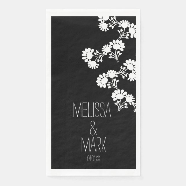  Floral Wedding Wreath Border Name Paper Guest Tow Napkin (Front)