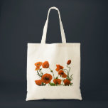 Floral Weddings Bridesmaid Gift Favour Orange Popp Tote Bag<br><div class="desc">Printed with pretty and colourful artistic image of orange watercolor poppy flowers in solid white background.</div>