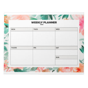 Floral Weekly Planner Notepad