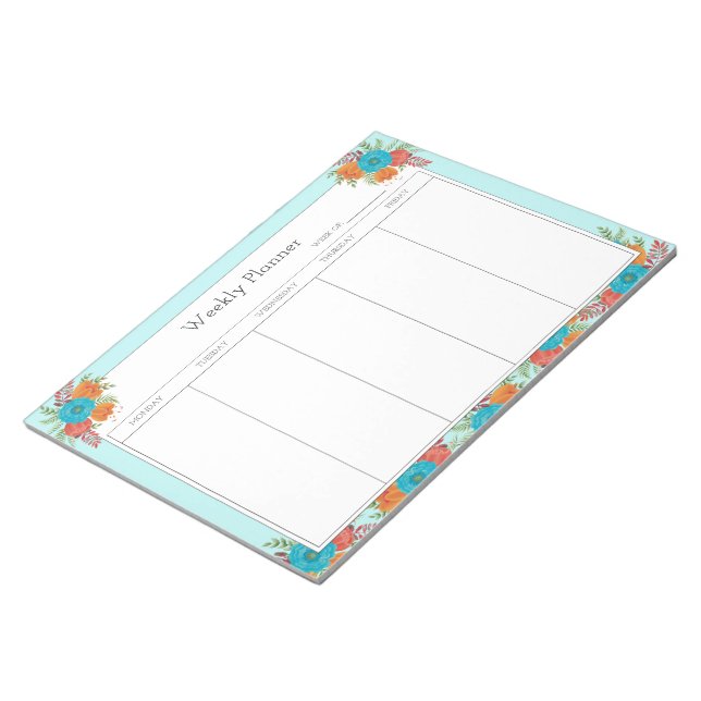 Floral Weekly Planner Notepad (Angled)