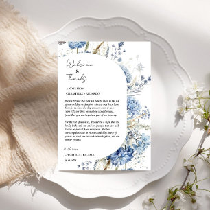 Floral welcome and thank you wedding guest table