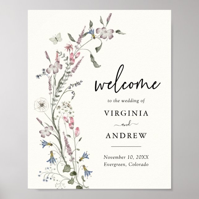 Floral Welcome Wedding Poster (Front)