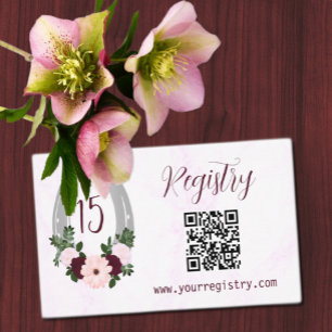 Floral Western Horseshoe Quinceanera Registry Enclosure Card