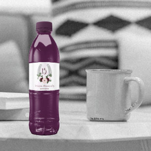 Floral Western Horseshoe Quinceanera Water Bottle Label